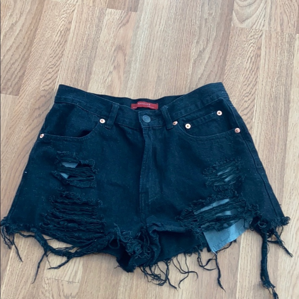 Black jeans shorts